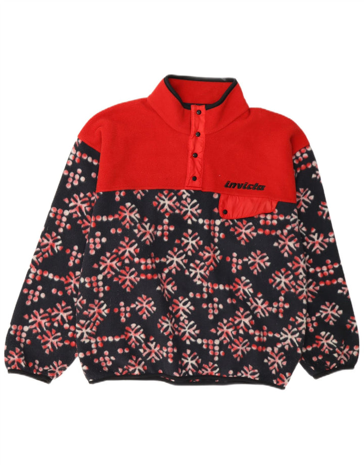 Invicta Herren-Fleecepullover mit Knopfkragen, mittelgroß, mehrfarbig, Blumenmuster