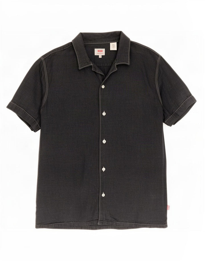 Camicia Levi's da uomo a maniche corte, vestibilità regolare, piccola in lino nero