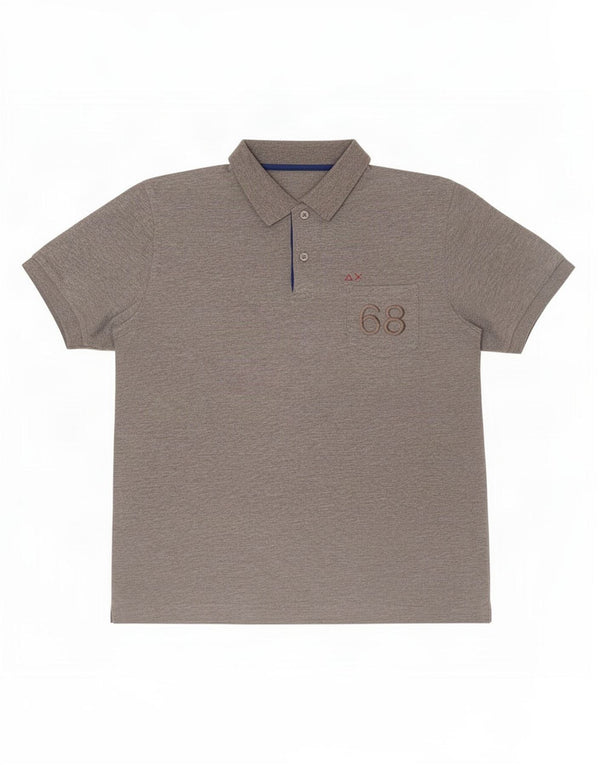 Polo da uomo Sun68 XL in cotone screziato grigio