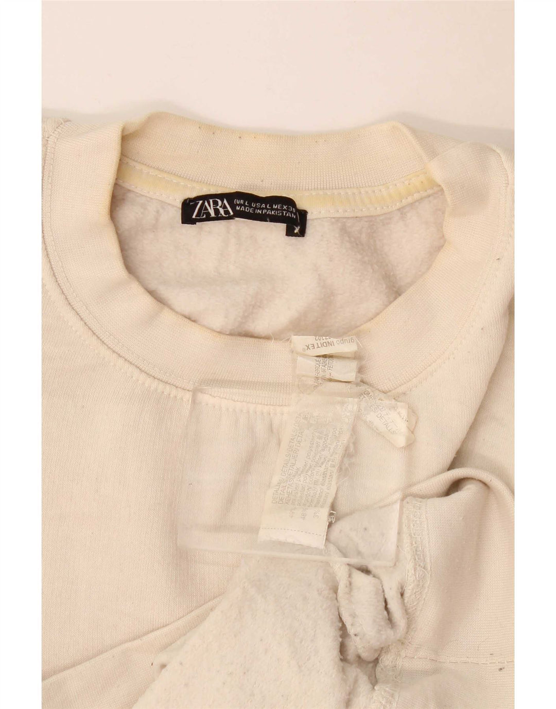 Zara Sweat-shirt pour femme UK 16 Large Blanc cassé Polyester