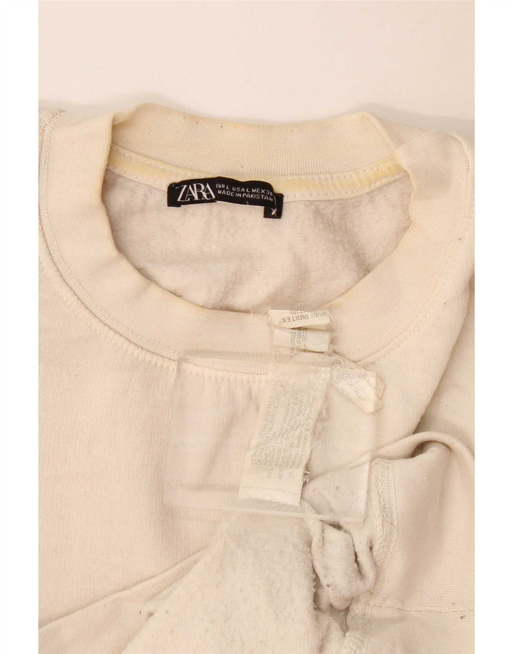Zara Sweat-shirt pour femme UK 16 Large Blanc cassé Polyester