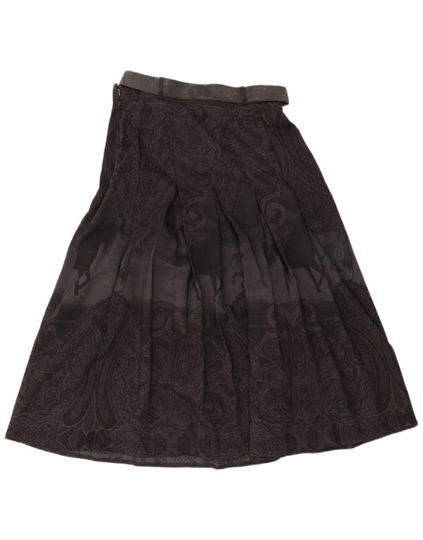 jupe évasée taille haute femme vintage IT 46 Large W28 Black Paisley