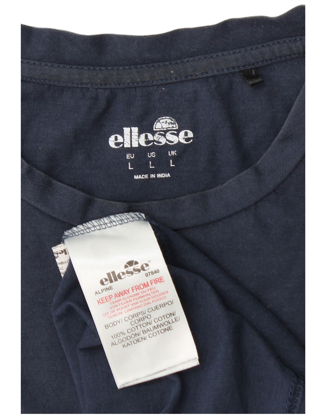 Ellesse Mens Graphic T-Shirt Top Large Navy Blue Cotton