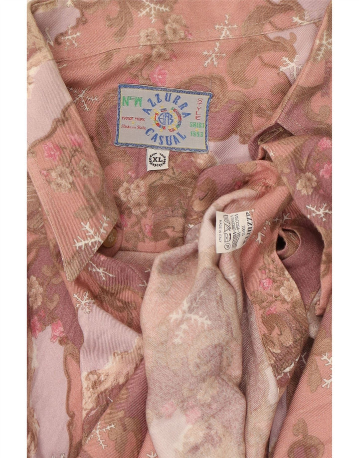 Azzurra Mens Shirt XL Pink Floral Viscose
