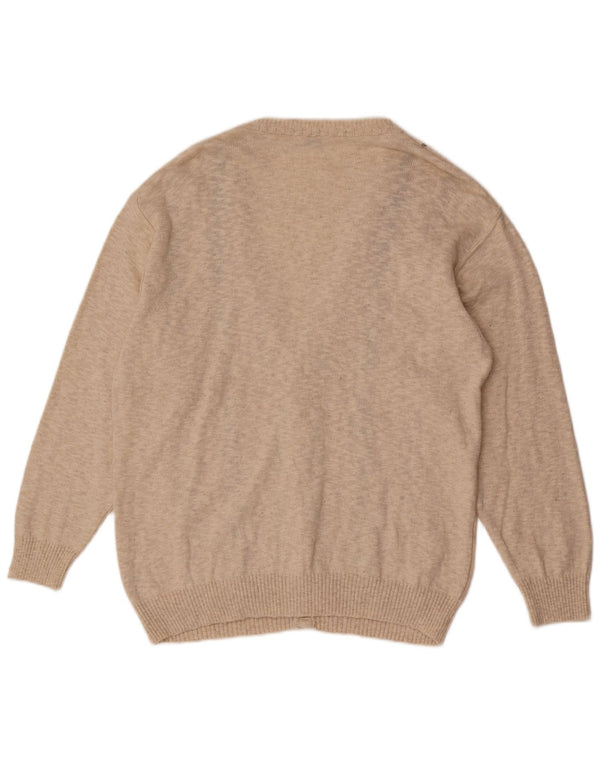 Винтажный мужской кардиган-свитер IT 54 XL, хлопок в бежевую полоску