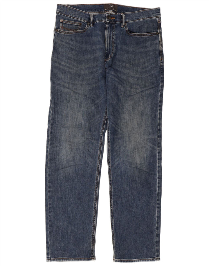 Marks & Spencer Mens Straight Jeans W34 L31 Blue Cotton
