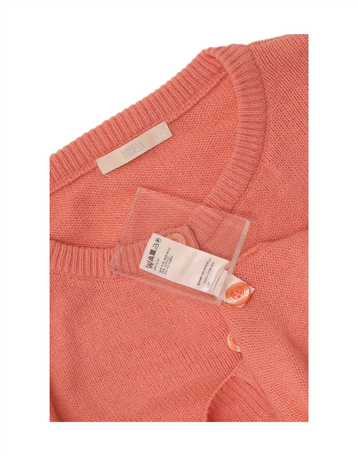 Marks & Spencer Womens Cardigan Sweater UK 14 Large Pink Wool