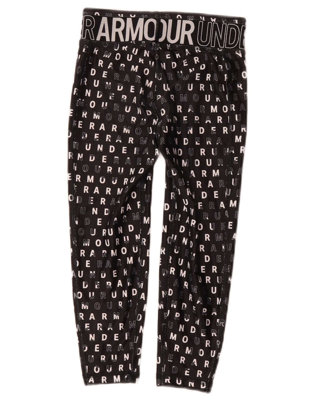 Under Armour Girls Graphic Leggings 7-8 Years Small Black Polyester