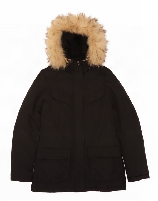 Woolrich Polstret hættejakke til kvinder UK 10 Small Black