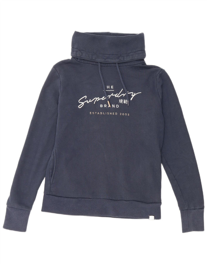 SUPERDRY Womens Oversized Graphic Sweatshirt Jumper UK 10 Small Navy Blue