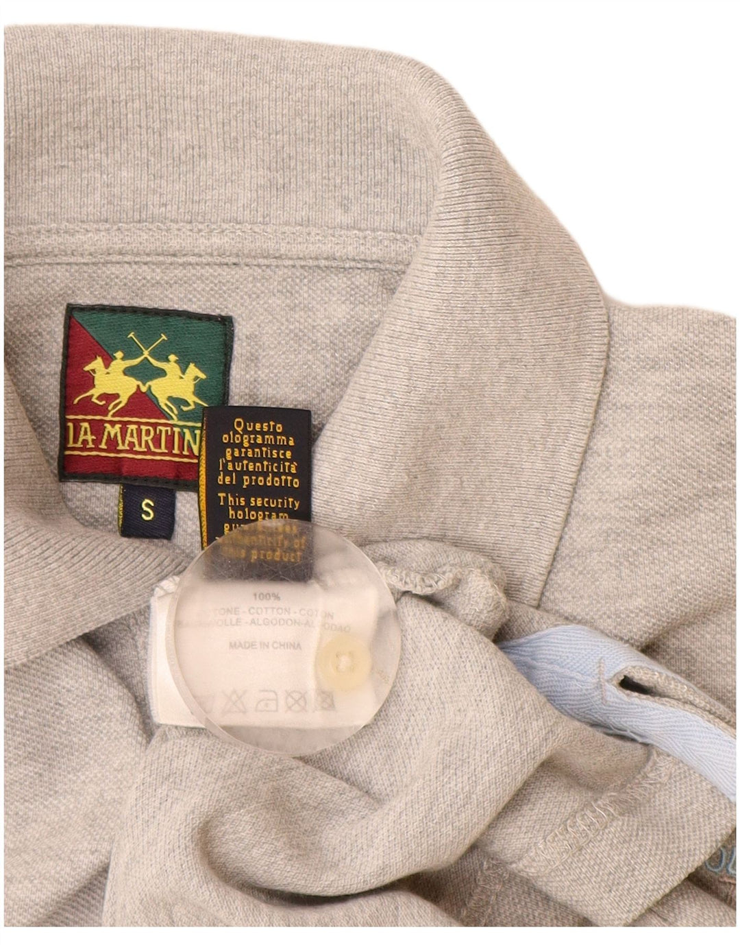 La Martina Mens Polo Shirt Small Grey Cotton