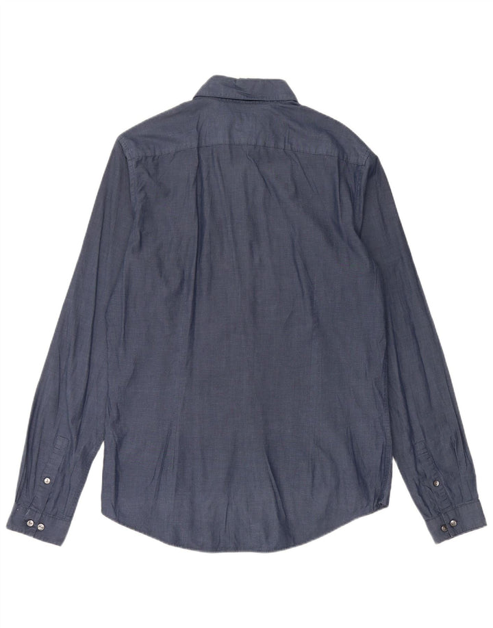 CALVIN KLEIN Mens Slim Fit Shirt Size 40 Medium Navy Blue Cotton