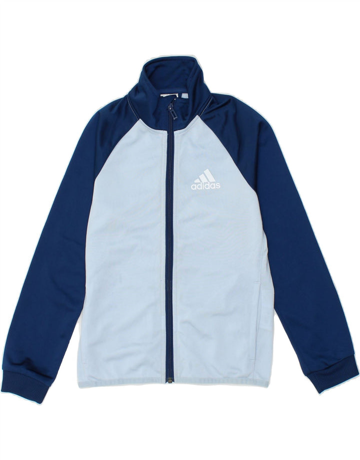 ADIDAS Boys Tracksuit Top Jacket 9-10 Years Blue Colourblock Polyester Vintage Adidas and Second-Hand Adidas from Messina Hembry 
