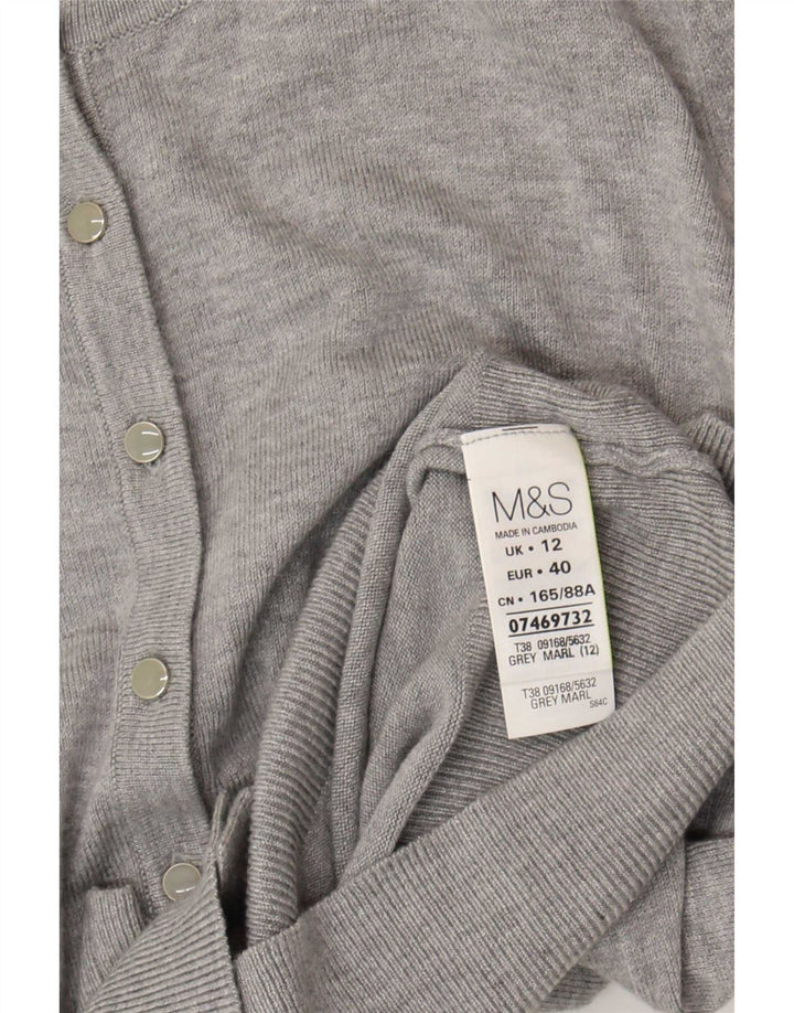 Marks & Spencer Dame Cardigan Sweater UK 12 Medium Grey Viscose