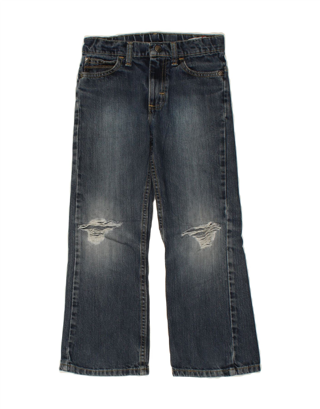 WRANGLER Boys Distressed Bootcut Jeans 8-9 Years W24 L22 Blue Cotton Vintage Wrangler and Second-Hand Wrangler from Messina Hembry 