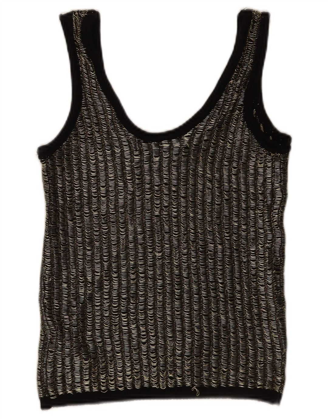 Top corto da donna Zara UK 12 in viscosa a righe nere medie