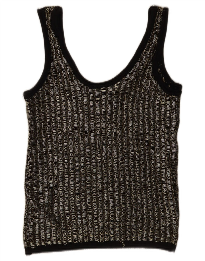Top corto da donna Zara UK 12 in viscosa a righe nere medie