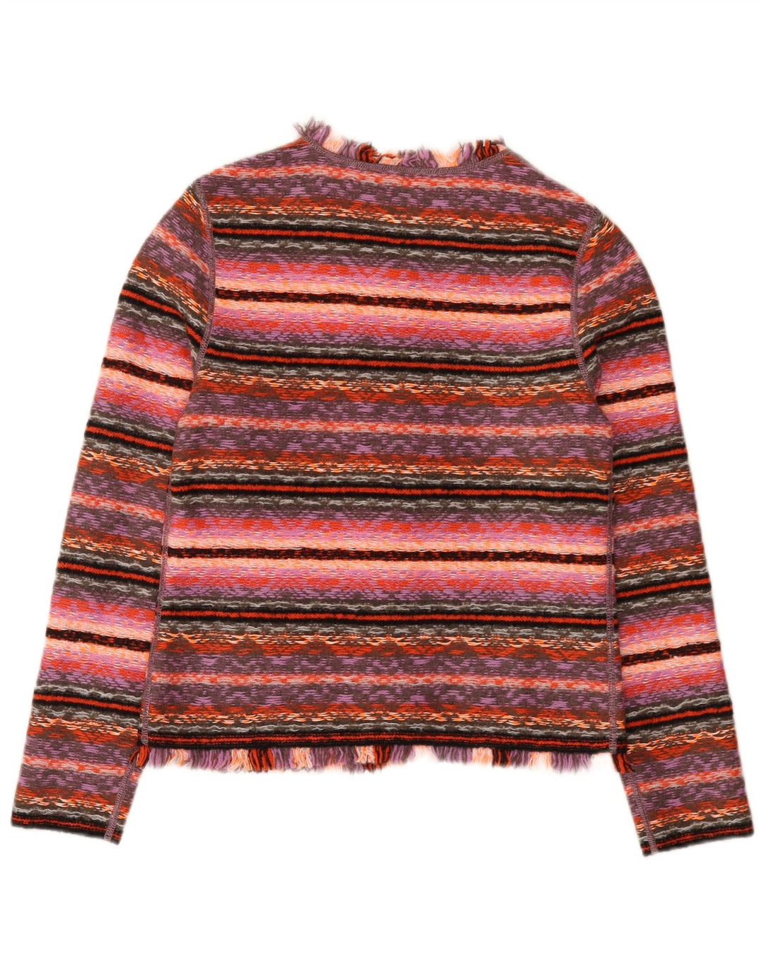 Marccain Womens Cardigan Sweater US 2 XS Pink Geometric Wool