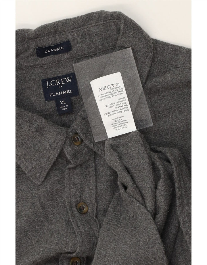 J. CREW Mens Classic Flannel Shirt XL Grey Cotton Vintage J. Crew and Second-Hand J. Crew from Messina Hembry 