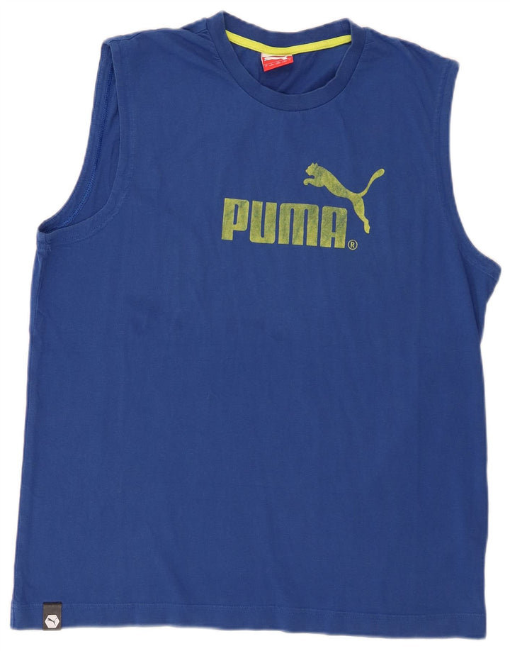 Puma Hombre Gráfico Chaleco Top Grande Algodón Azul