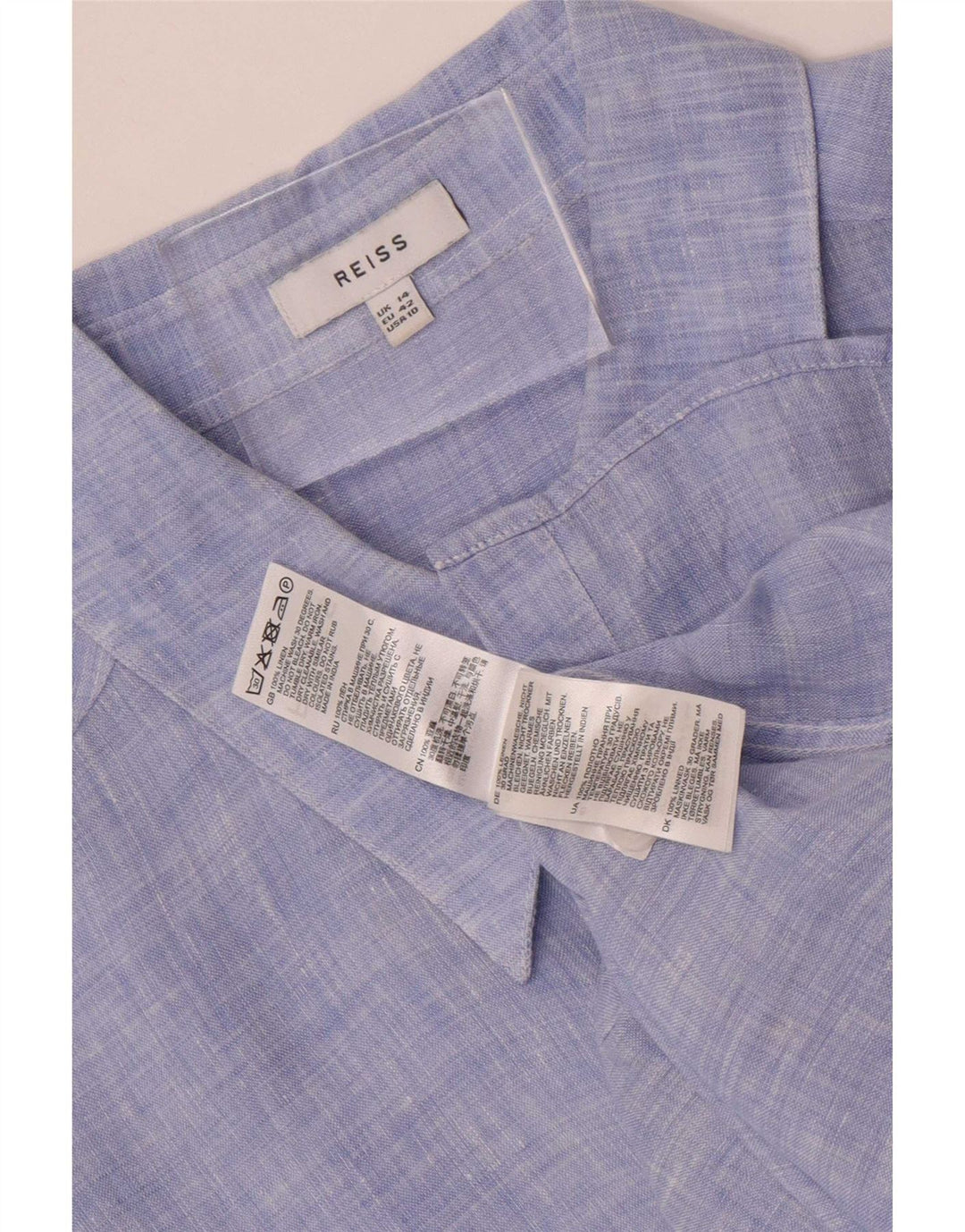 Reiss Womens Shirt UK 14 Large Blue Linen