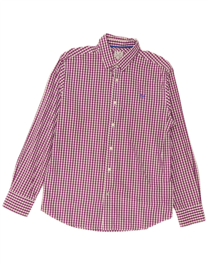 Crew Clothing Camicia da uomo grande in cotone a quadretti viola