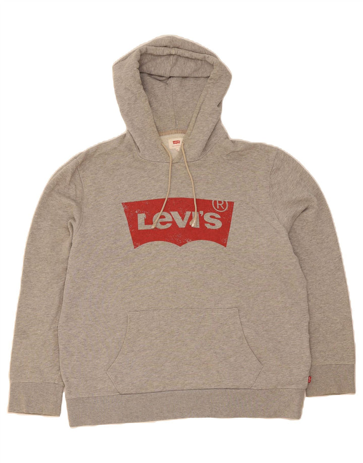 LEVI'S Mens Graphic Hoodie Jumper XL Grey Cotton Vintage Levi's and Second-Hand Levi's from Messina Hembry 