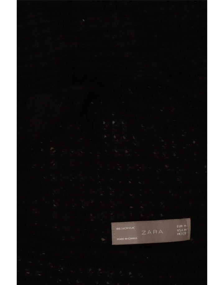 Zara Womens Open Cardigan Sweater UK 12 Medium Black