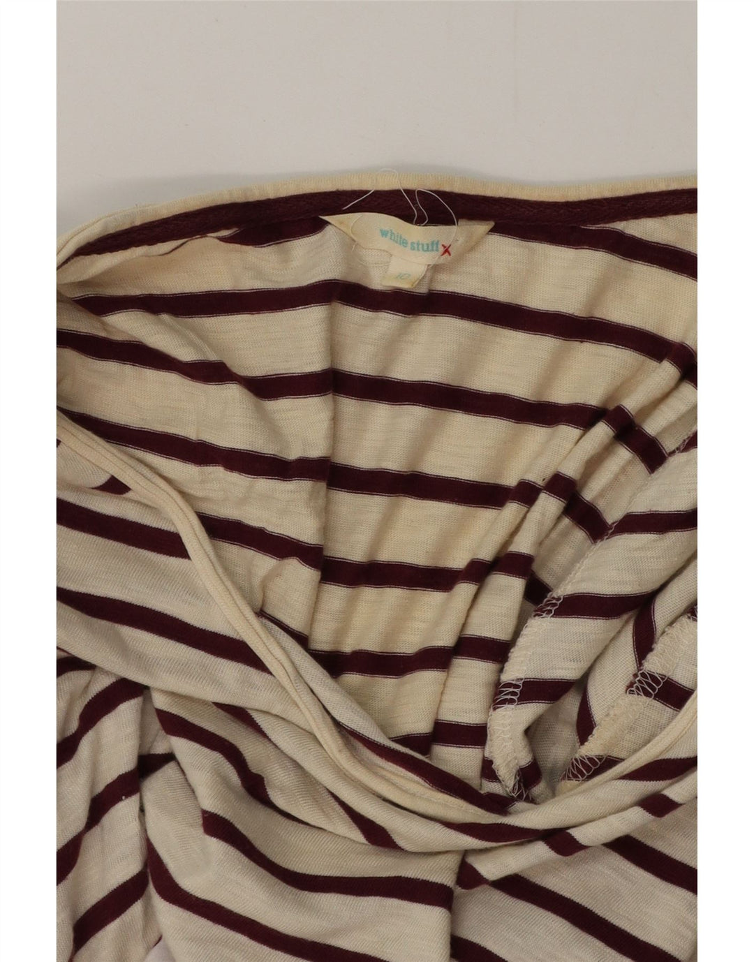 White Stuff Womens Top Long Sleeve UK 10 Small Off White Striped