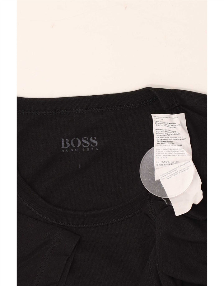 Hugo Boss Mens T-Shirt Top Large Black Cotton