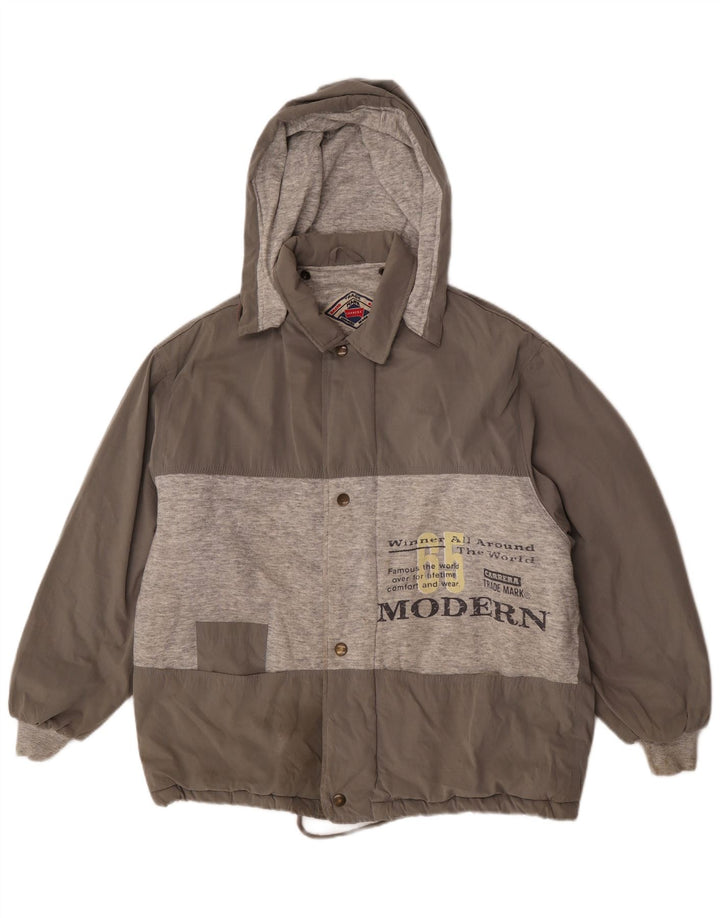 Carrera Herren-Bomberjacke mit grafischer Kapuze, UK 38, Mittelgrau, Farbblock