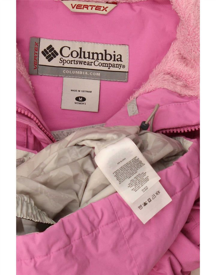 Columbia Womens Hooded Rain Jacket UK 14 Medium Pink Nylon