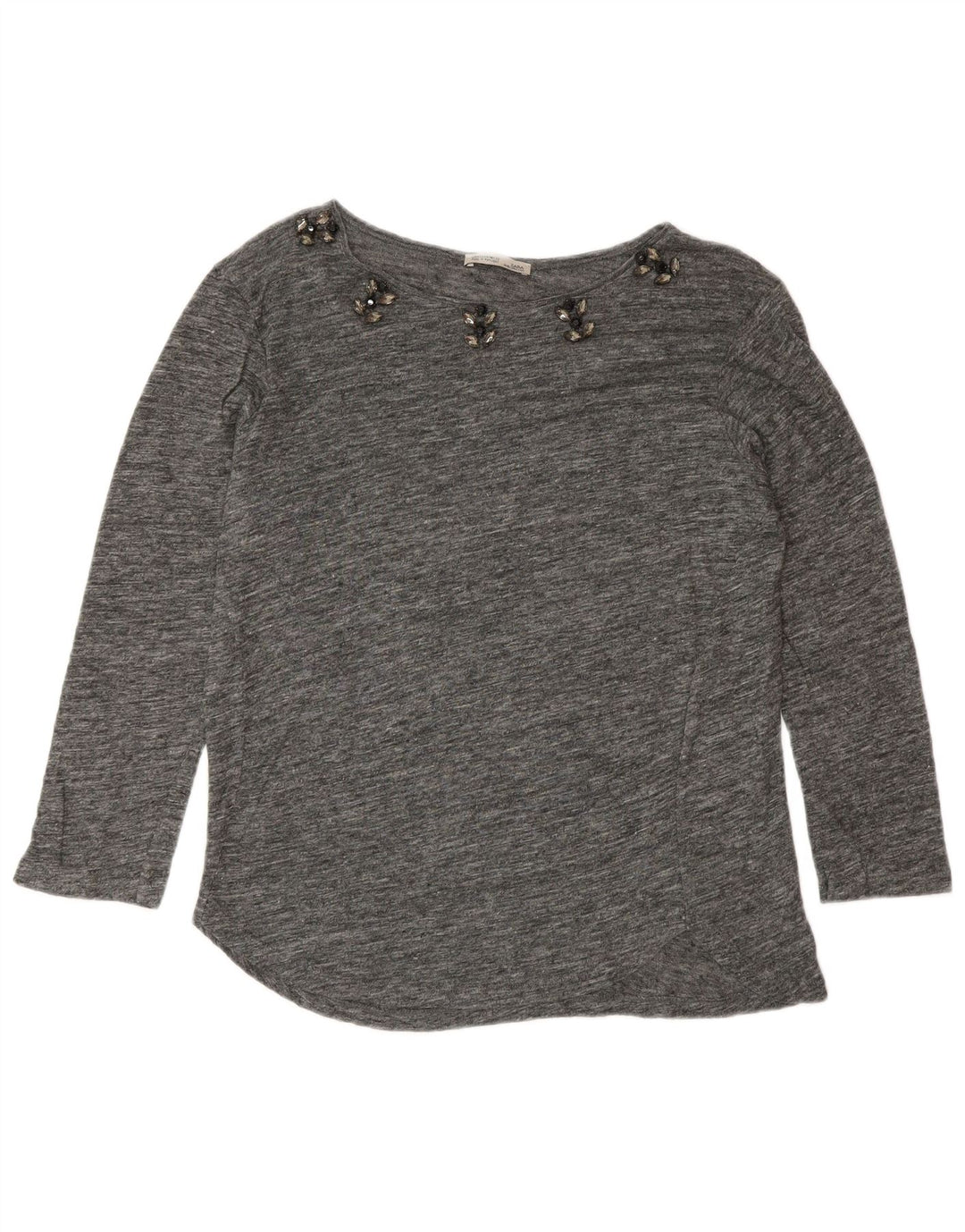 Zara Dame Top 3/4 ærmer UK 14 Medium Grey Flecked