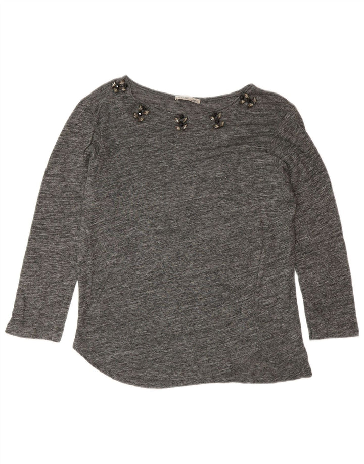 Zara Dame Top 3/4 ærmer UK 14 Medium Grey Flecked