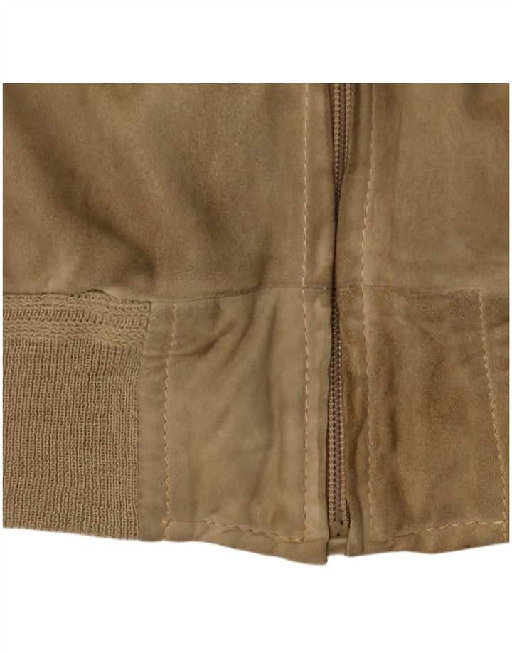 Vintage Mens Suede Bomber Jacket UK 38 Medium Beige