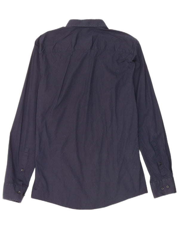 Hugo Boss Mens Slim Fit Shirt Small Navy Blue Cotton