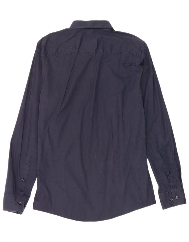 Hugo Boss Mens Slim Fit Shirt Small Navy Blue Cotton