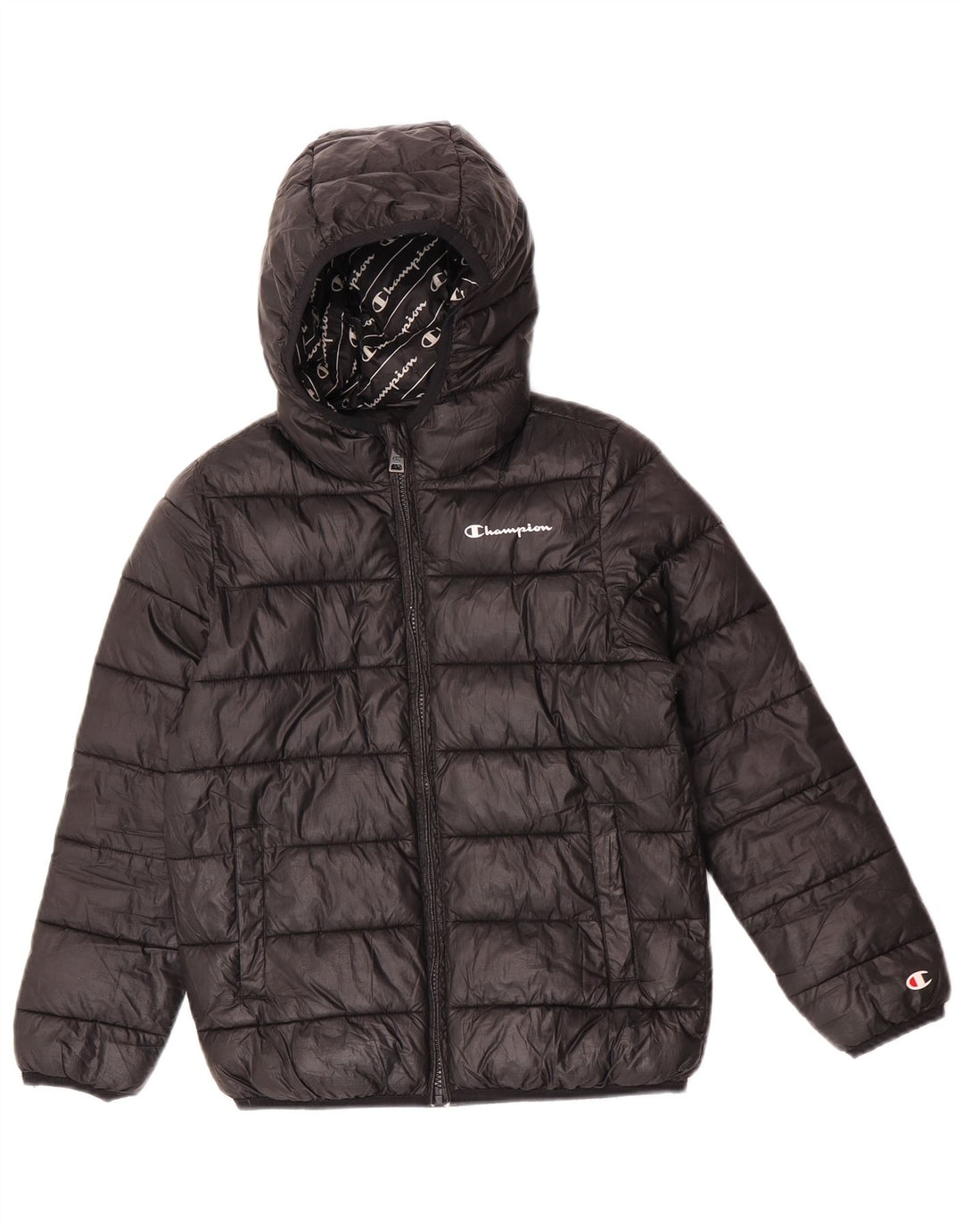 Champion drenge hættepolstret jakke 9-10 år medium sort polyester