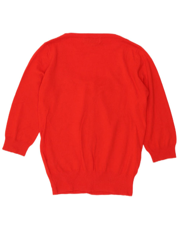 Pulover cardigan pentru femeie Zara cu mâneci 3/4 UK 12 bumbac roșu mediu