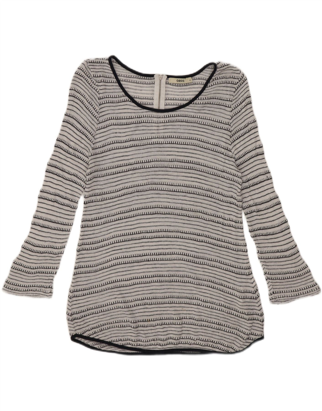 Oasis Womens 3/4 Sleeve Tunic Top UK 12 Medium White Striped Viscose