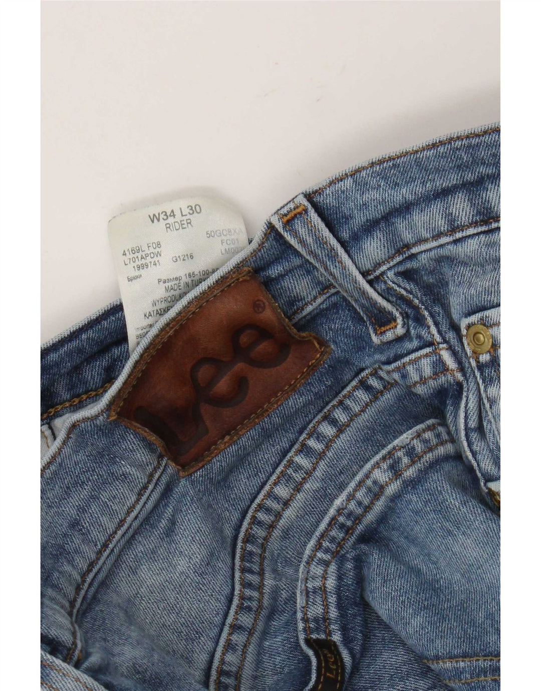 Lee Mens Rider Straight Jeans W34 L26 Blue Cotton