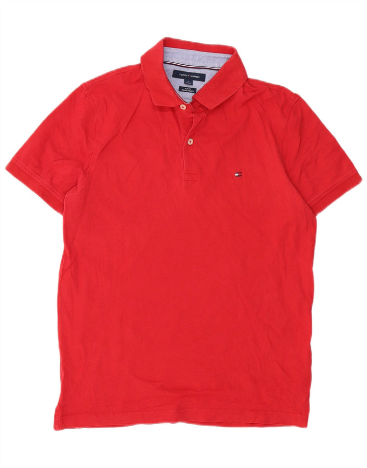 Tommy Hilfiger Mens Slim Fit Polo Shirt Medium Red Cotton