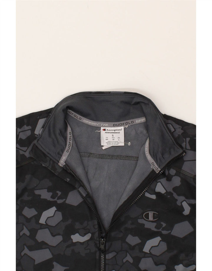 CHAMPION Mens Tracksuit Top Jacket Small Black Camouflage Polyester Vintage Champion and Second-Hand Champion from Messina Hembry 