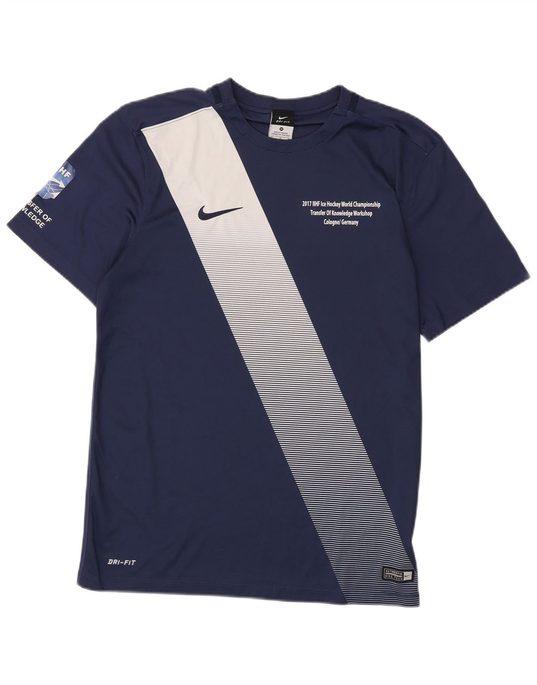 Nike Mens Dri Fit Graphic T-Shirt Top Medium Navy Blue Colourblock