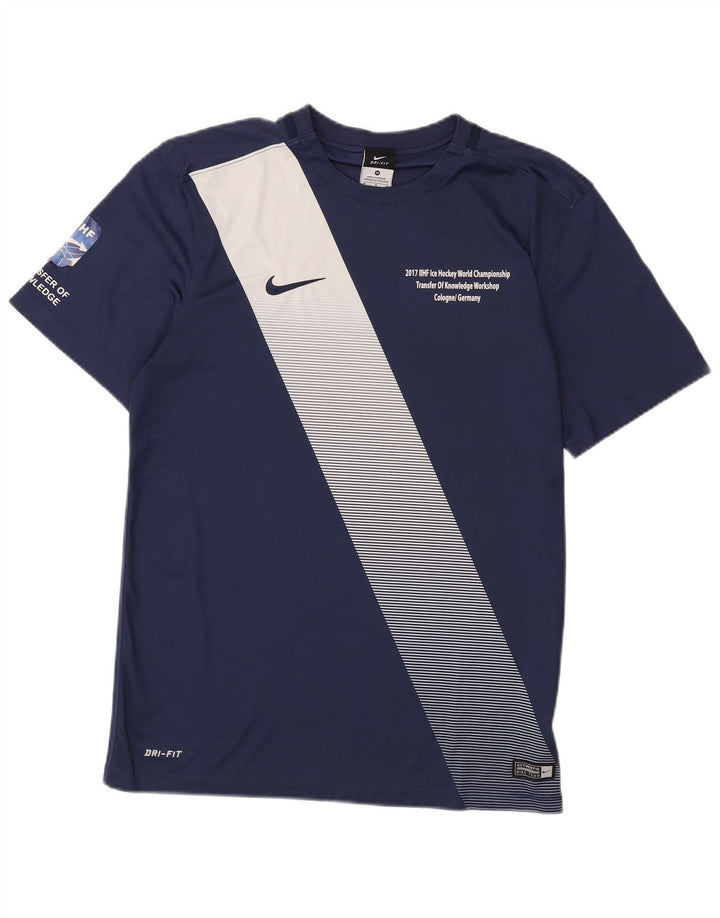 Nike Mens Dri Fit Graphic T-Shirt Top Medium Navy Blue Colourblock