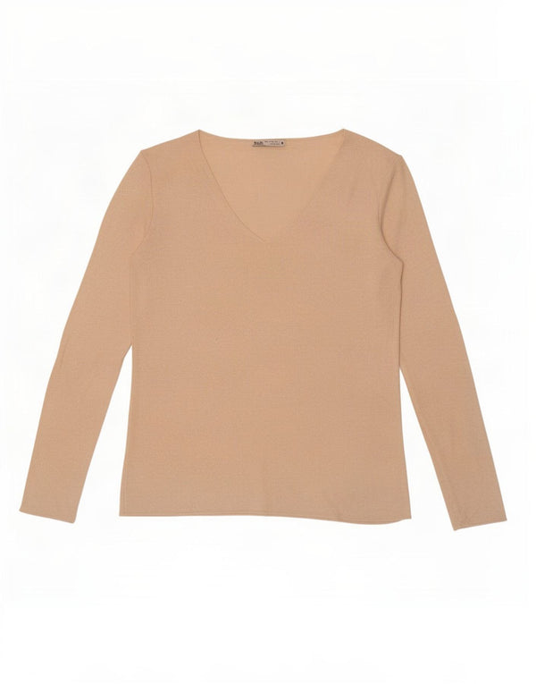 Zara Womens Top Long Sleeve UK 16 Large Beige
