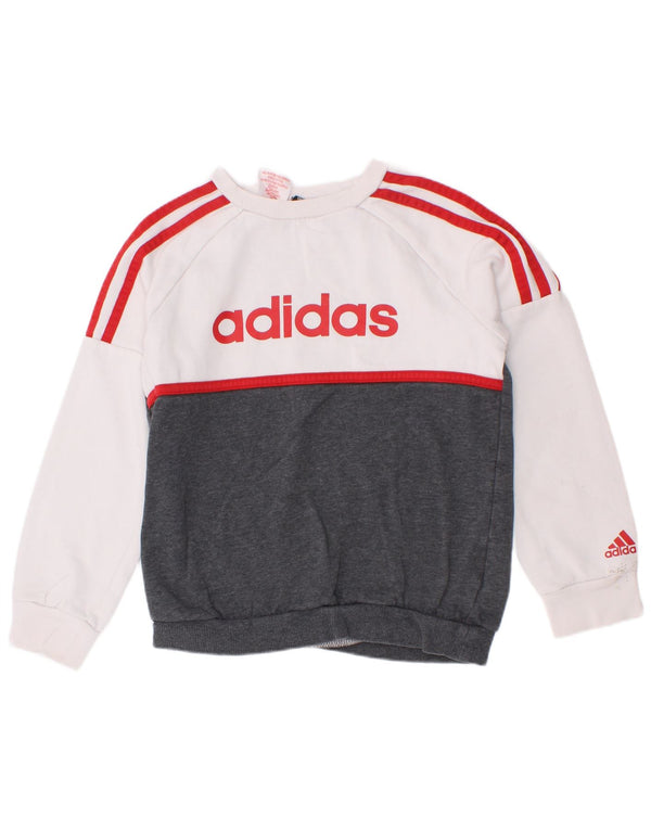 Adidas Boys Graphic Sweatshirt Jumper 7-8 år Grå Colourblock Bomuld