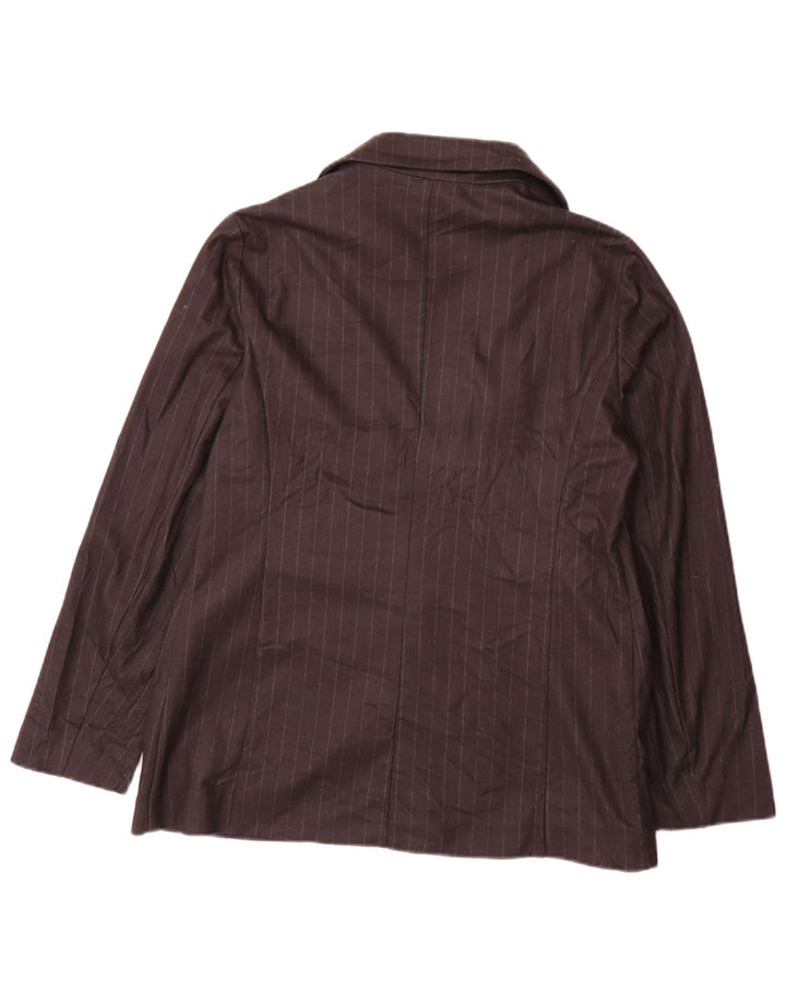 Benetton Chaqueta Americana De 1 Botón Para Mujer UK 42 Mediana Negra A Rayas Clásica