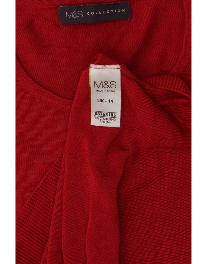 Marks & Spencer Womens Crew Neck Jumper Sweater UK 14 Large Red