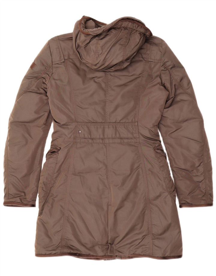 PEUTEREY Womens Hooded Padded Coat IT 40 Small Khaki Polyester